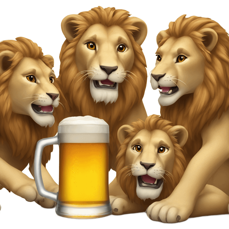 Pack of lions drinking beer emoji