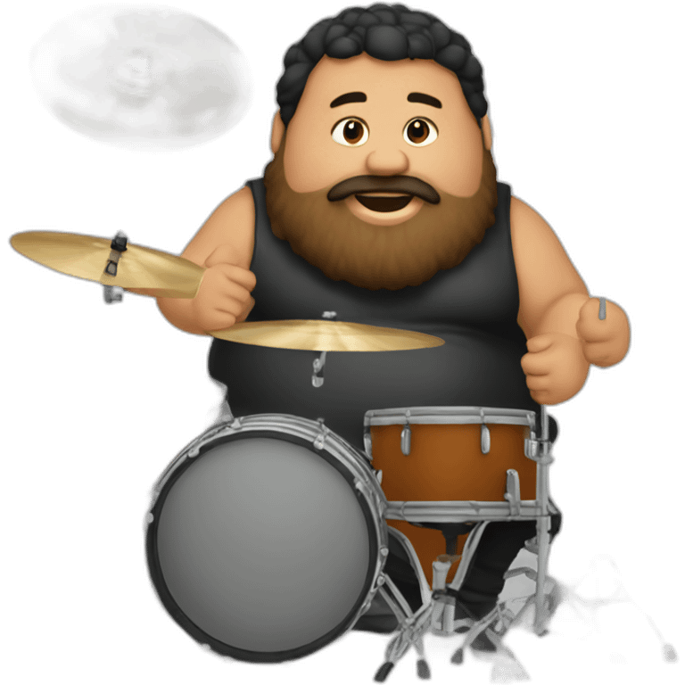 Fat boy Beard clases playing drums emoji