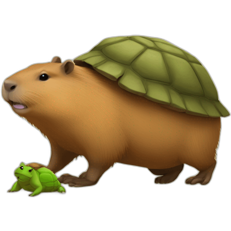 Capybara sur le dos d'une tortue emoji