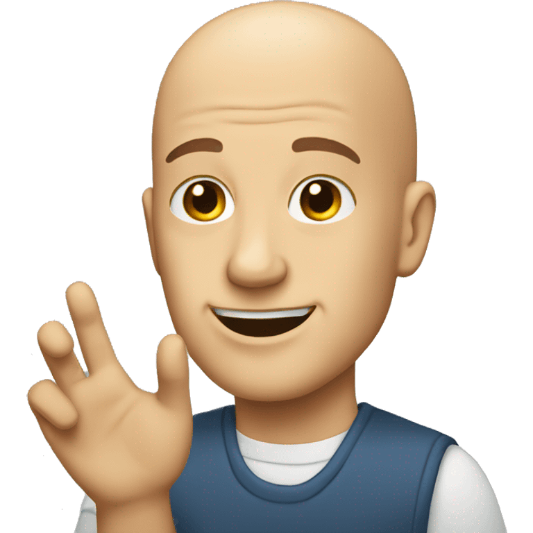 Bald man raising his hand emoji