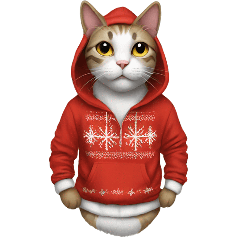 Cat in a crismas hoodie emoji