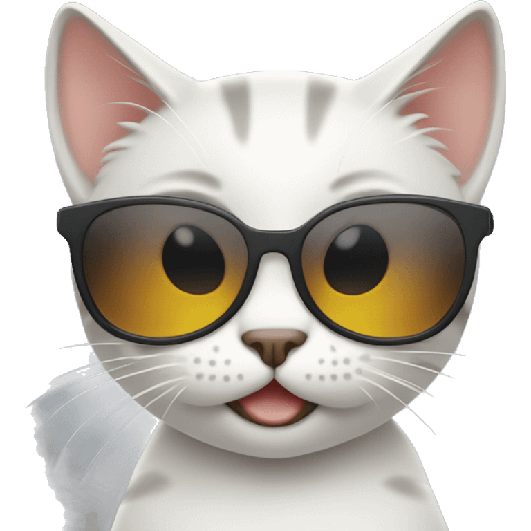 Cat wearing sunglasses winking cute pose emoji