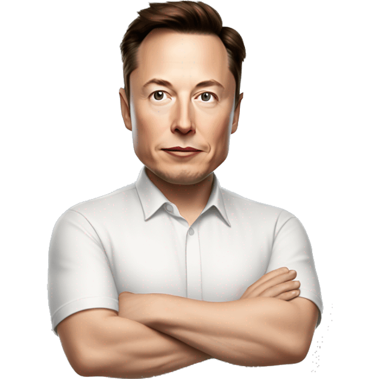 Elon musk with a light shirt holding an X sign  emoji