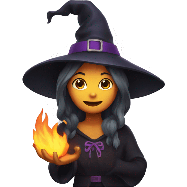 witch with flame on her hand emoji