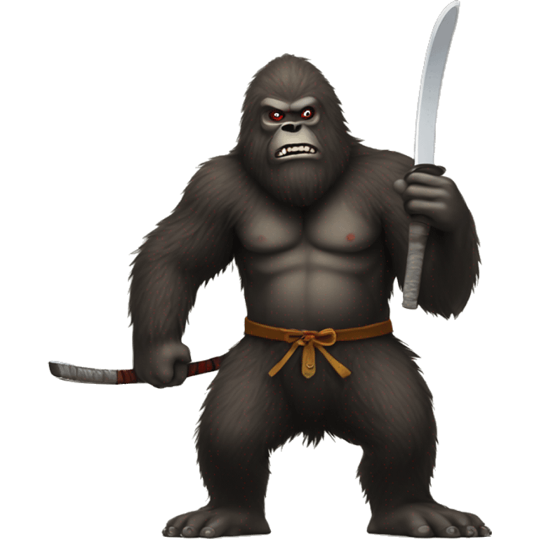 Bigfoot with a katana emoji