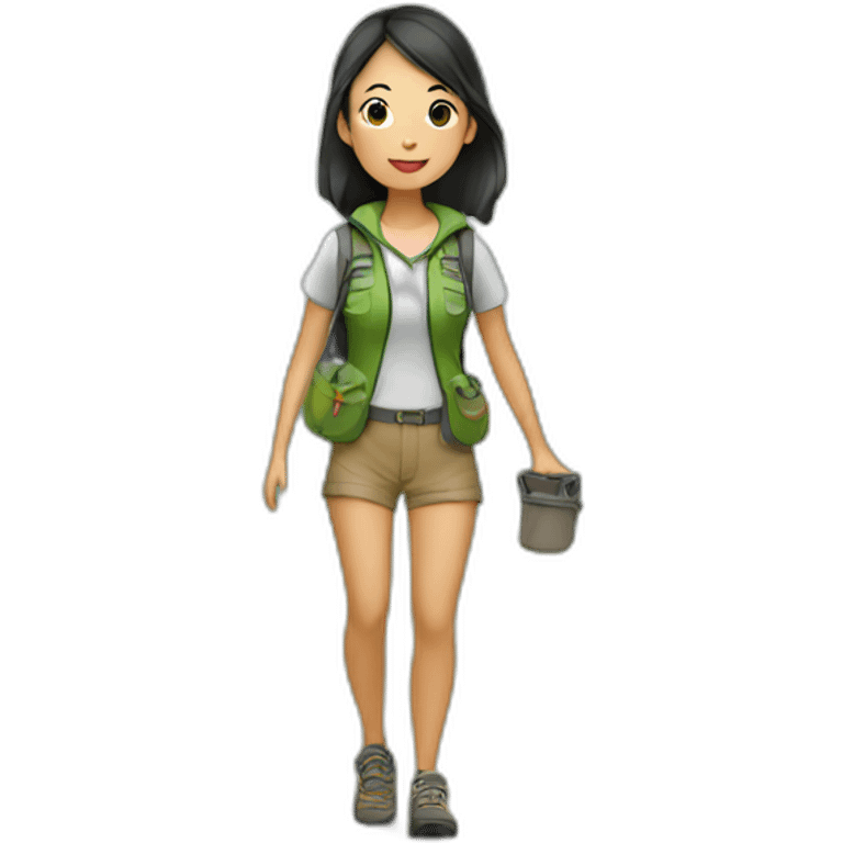 Asian girl going camping emoji