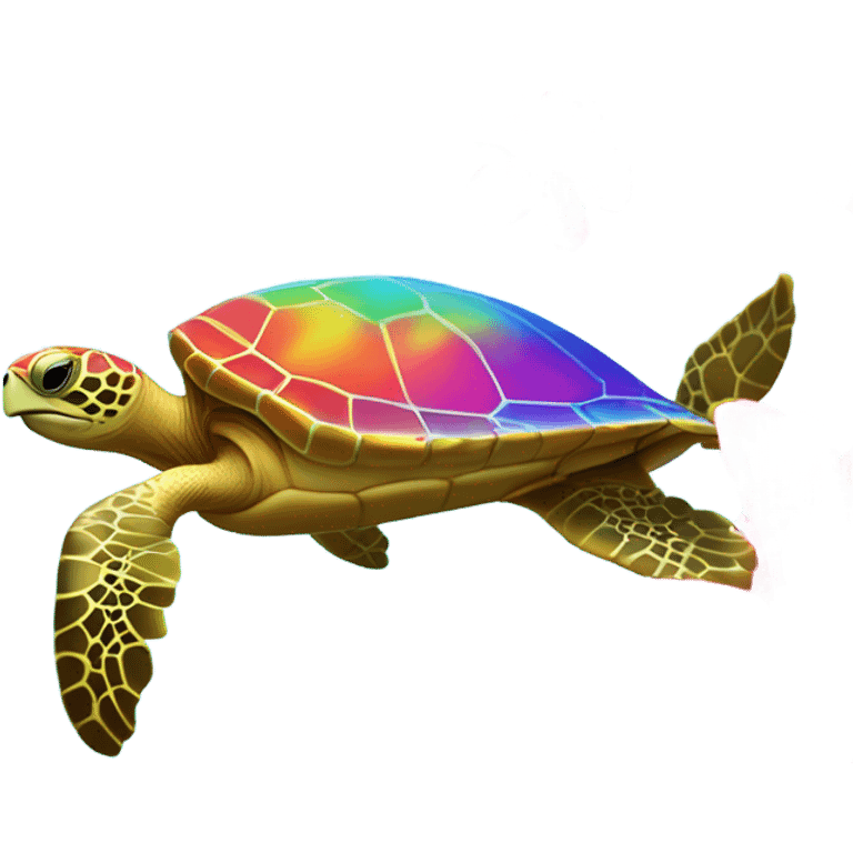 Lisa Frank rainbow Sea turtle with hibiscus  emoji