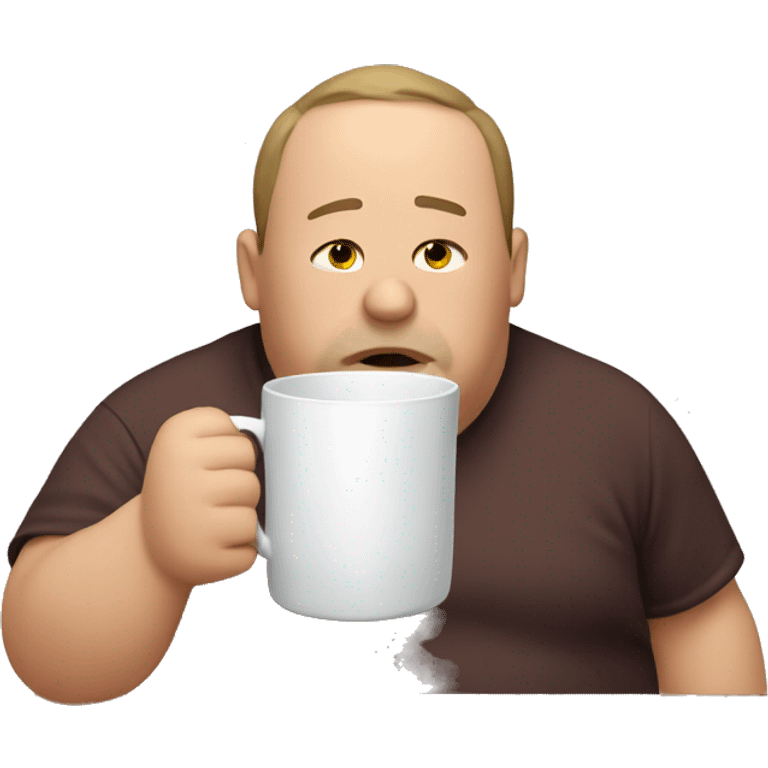 A fat man drinking from a cup emoji