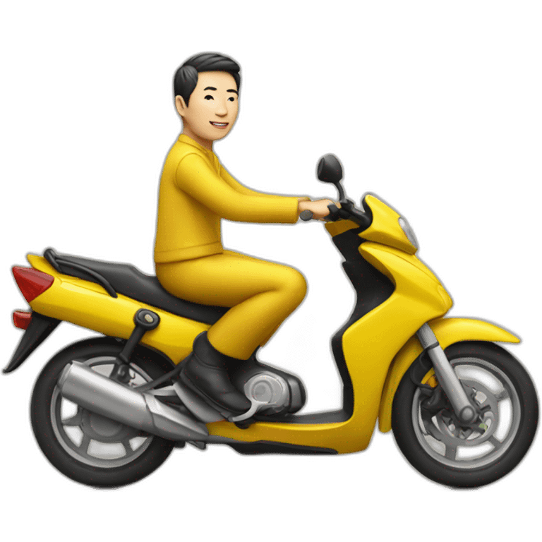 Chinese man on yellow motorbike emoji