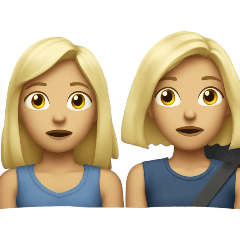 Two blond girls bored in a car emoji