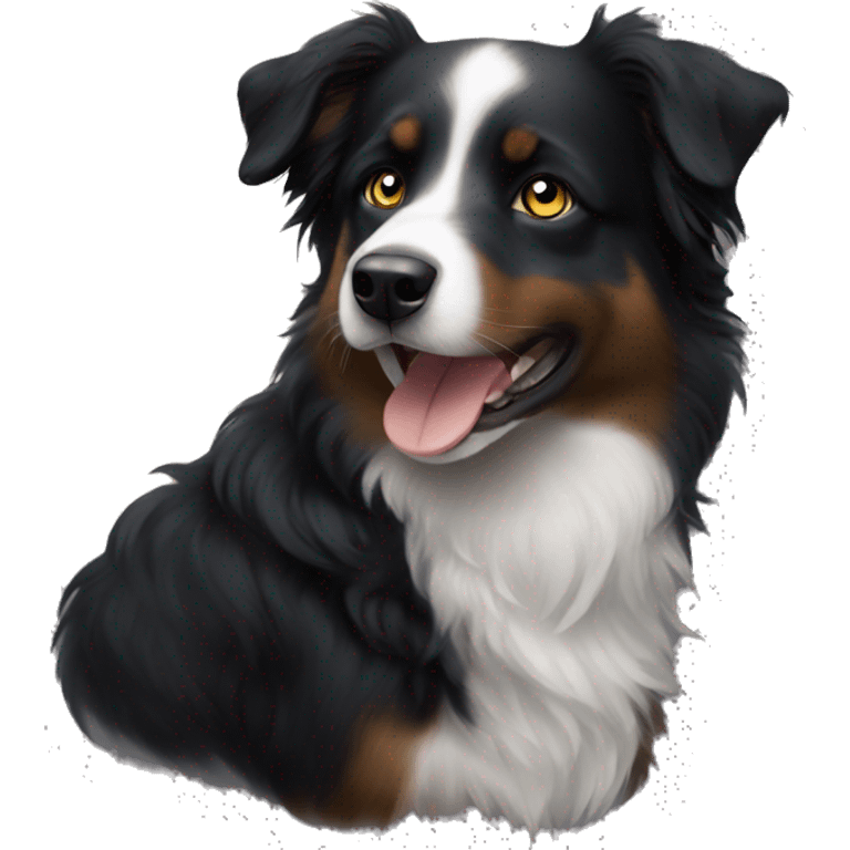 Small black australian shepherd dog moon emoji