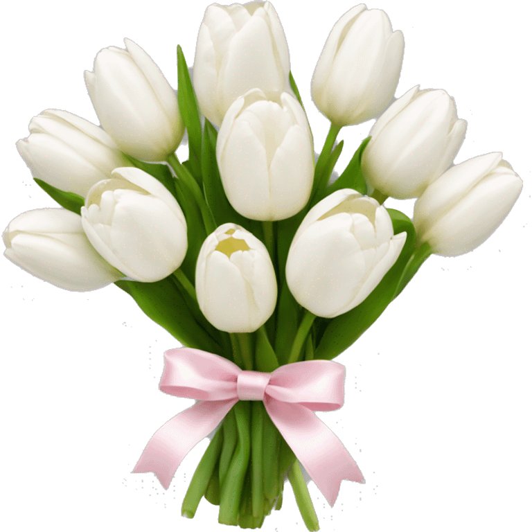 White tulips bouquet with light pink bow  emoji