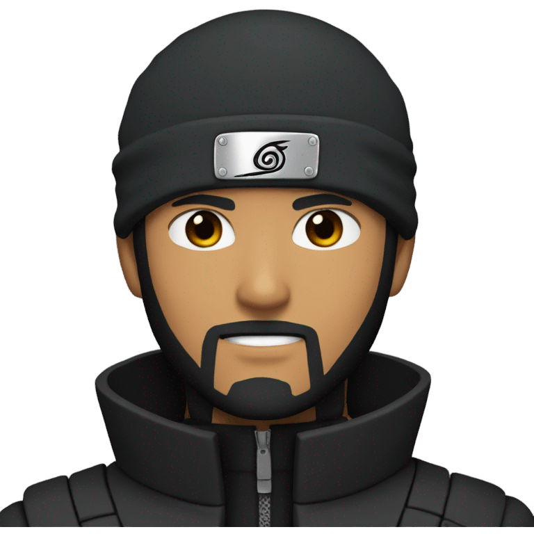 Naruto With Black hair and Black beard , Black Ninja jacket emoji