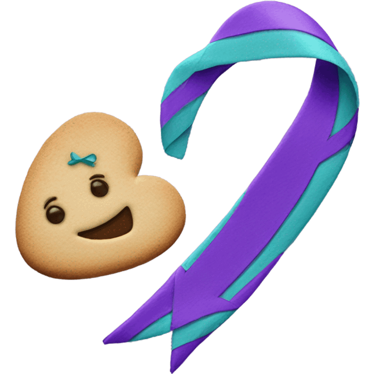 Purple teal Suicide awareness ribbon, heart cookie emoji