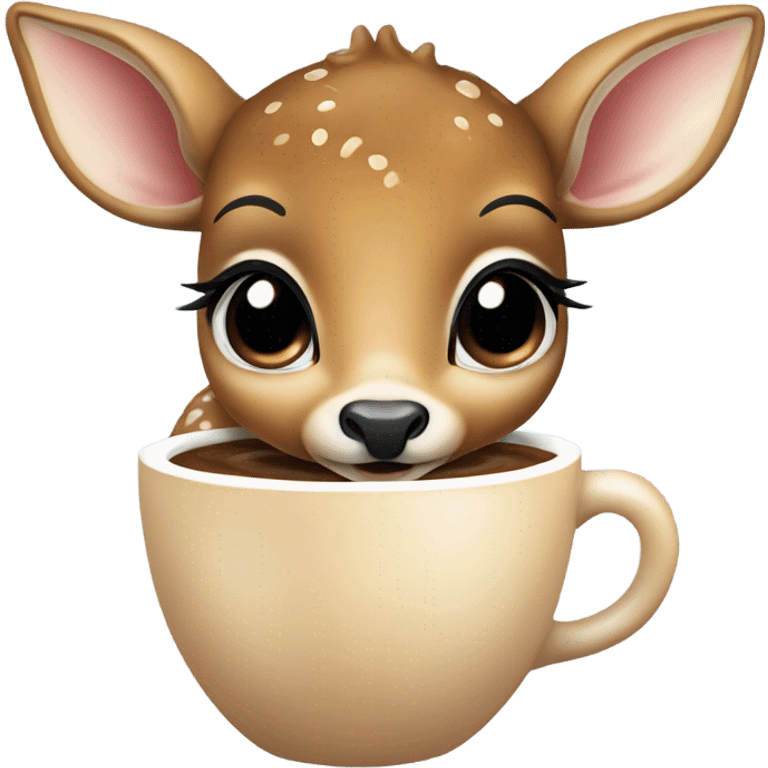 Baby deer drinking iced coffee emoji