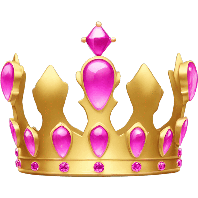 Simple gold queen crown with pink jewels emoji