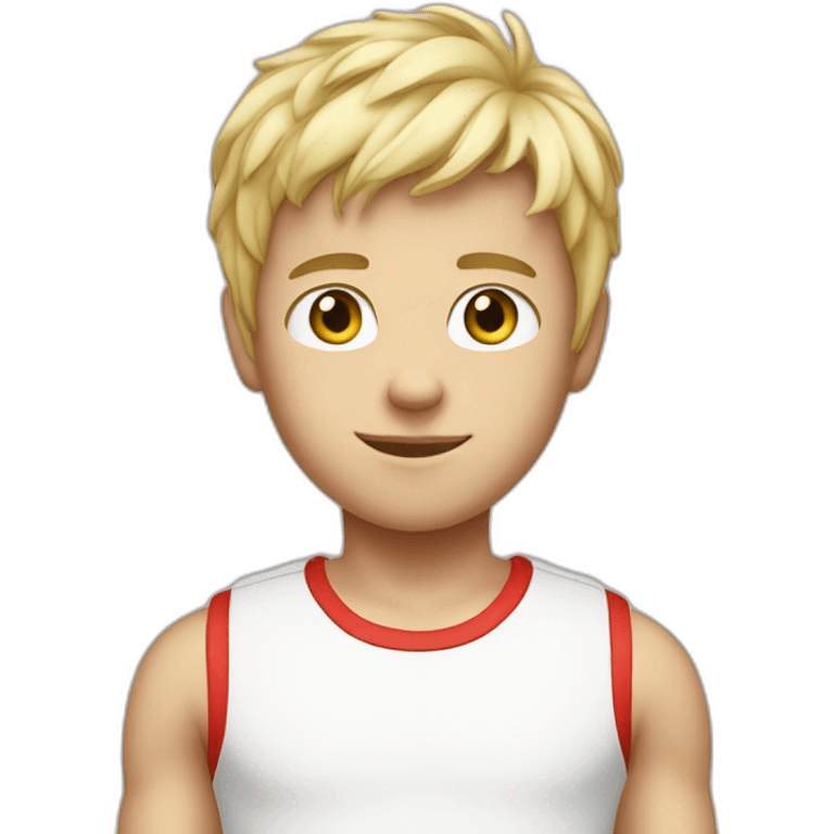 blonde boy in white and red tank top emoji