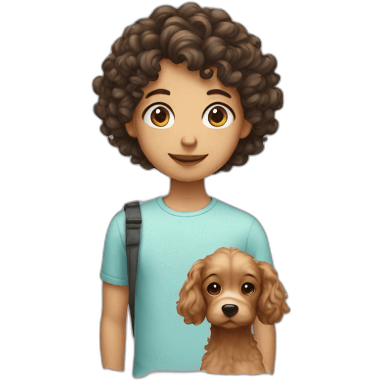 short hair boy with long hair girl with curly dog emoji