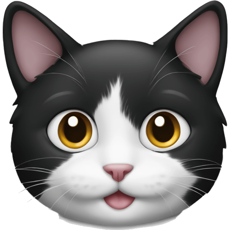 Black and white cat with only white mouth emoji