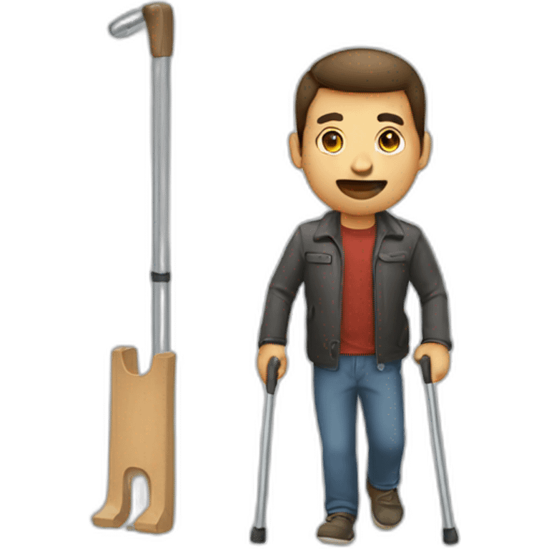 men with crutch emoji