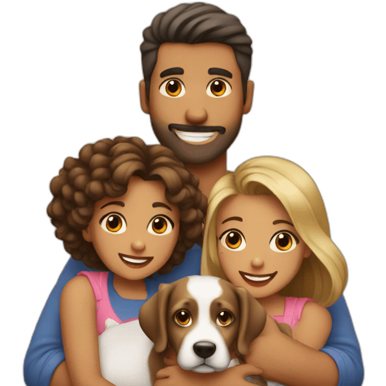 familia, casal e 2 cachorros emoji