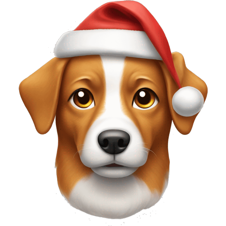 ginger dog with a santa hat emoji