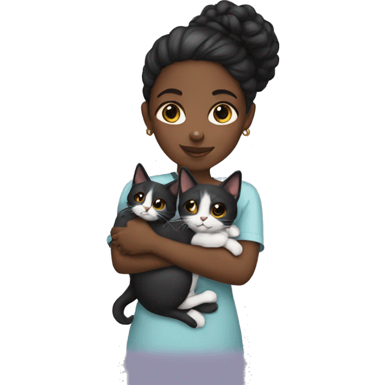 Black girl holding cats emoji