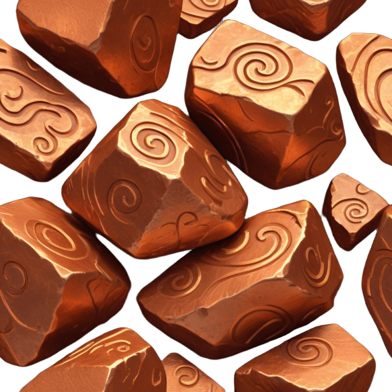 Cinematic Realistic Copper Ore, Warm and earthy, with rich, reddish-brown hues and intricate swirls of natural patterns across the rough, raw surface. The metal catches light with a gentle, glowing shimmer, exuding a rustic, organic charm. Soft glowing outline, capturing the essence of earthy elegance and natural beauty in raw copper ore. emoji