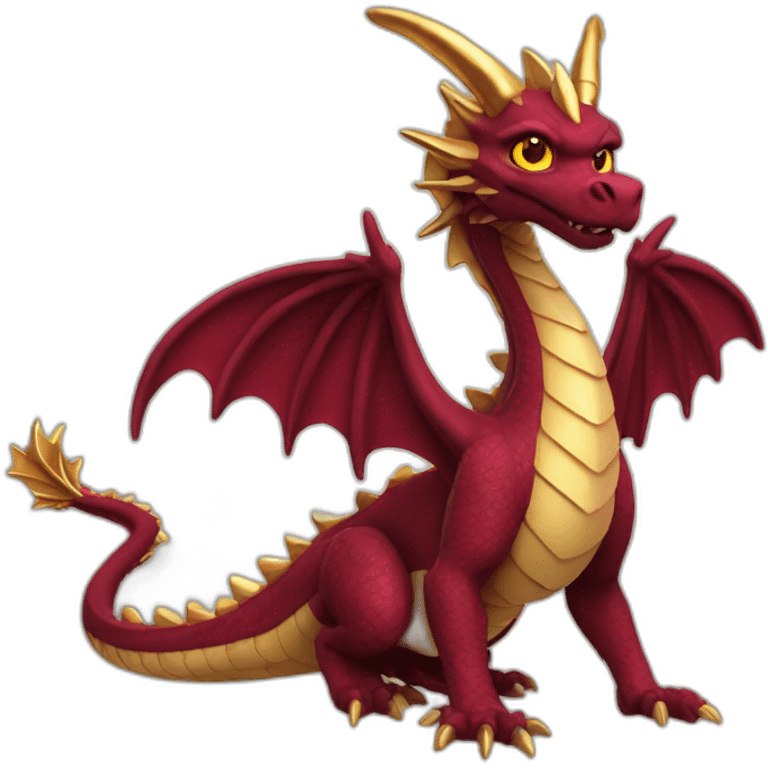 burgundy dragon with gold wings and eyes emoji