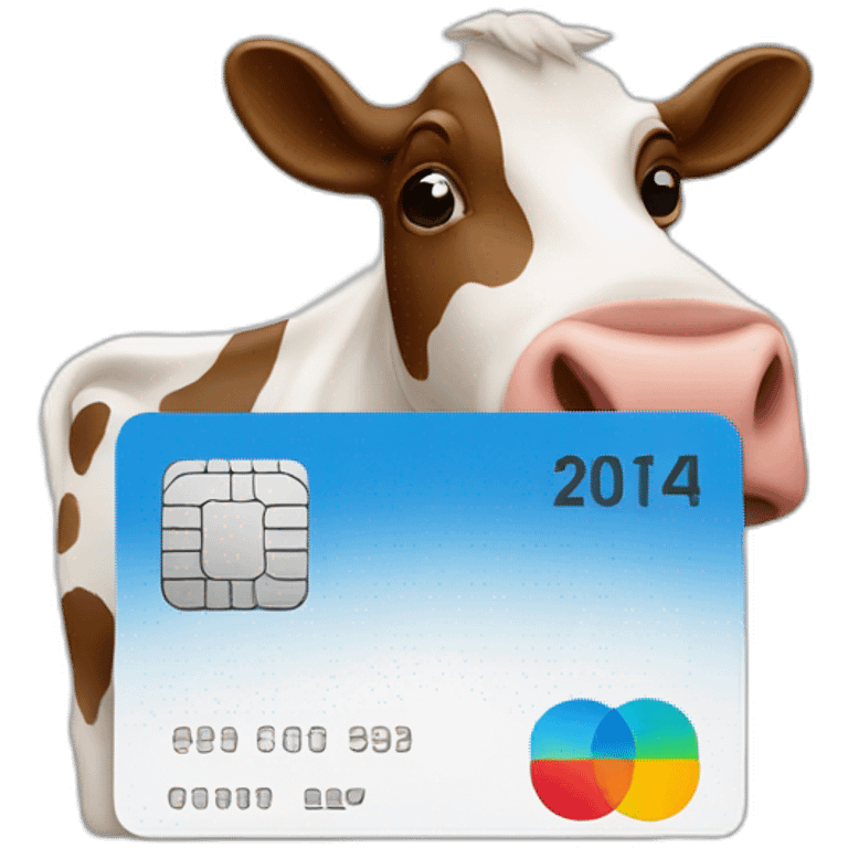 Credit card with cow emoji