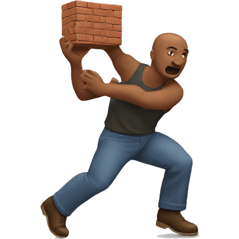 man throwing a brick emoji