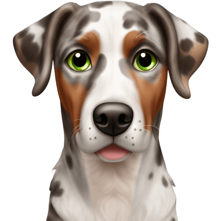 Red Merle catahoula dog with green eyes emoji