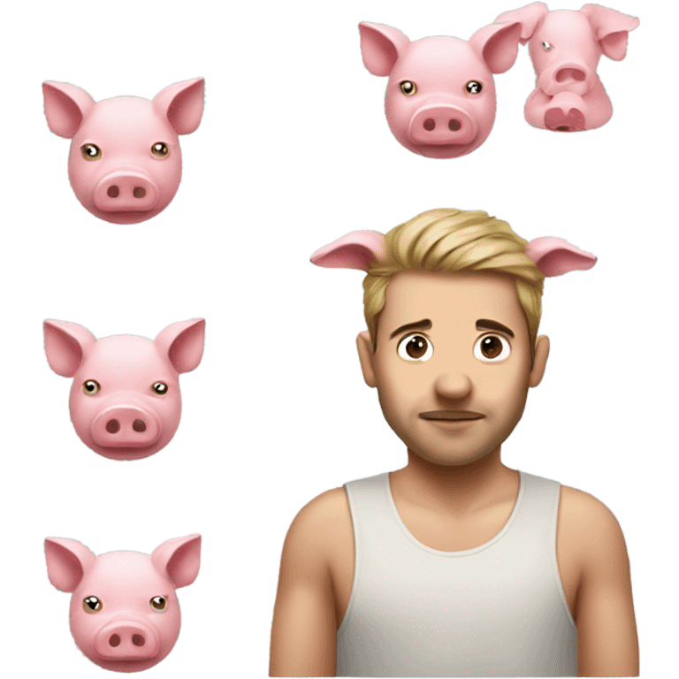 a man wearing a pig on his head  emoji