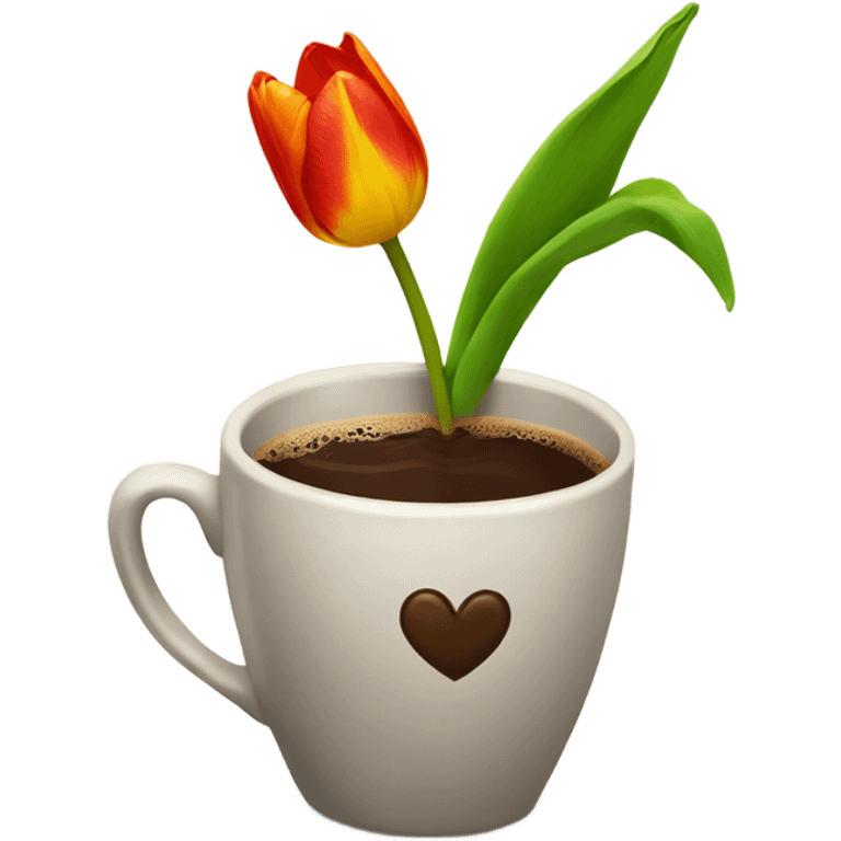 coffee with a tulip late art emoji