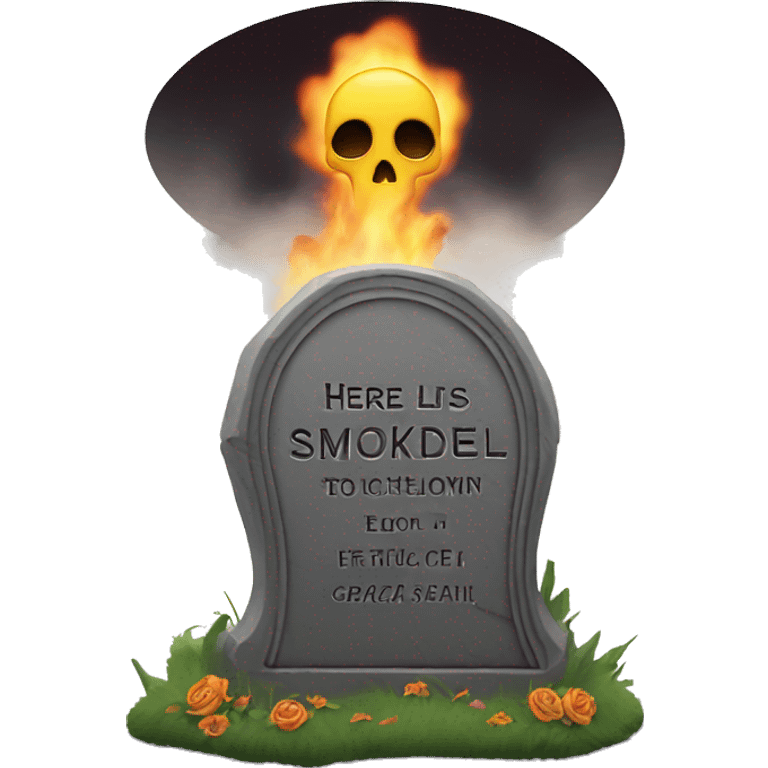 gravestone that says here lies SmokeDevil emoji