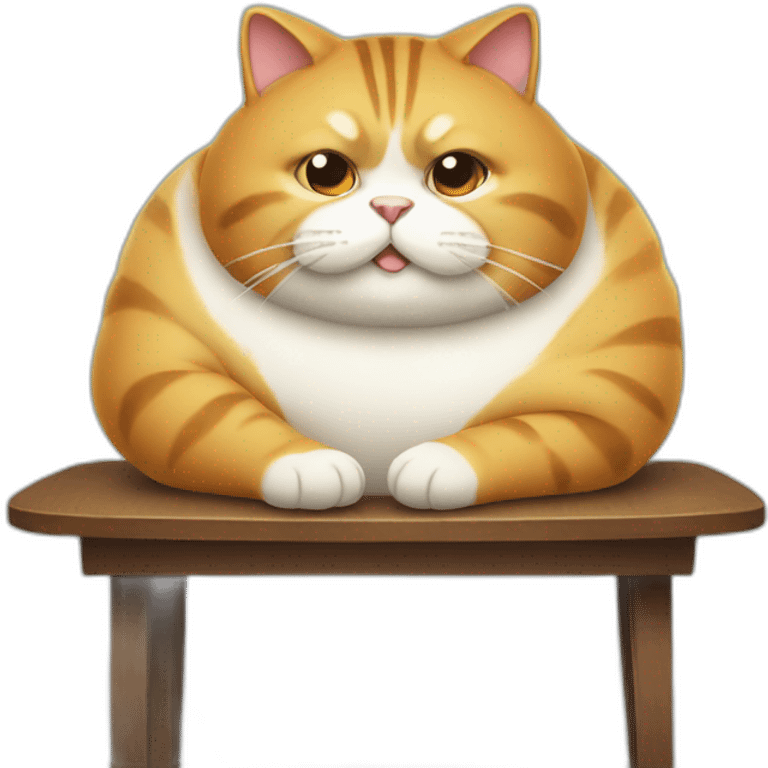 fat cat sit on table emoji