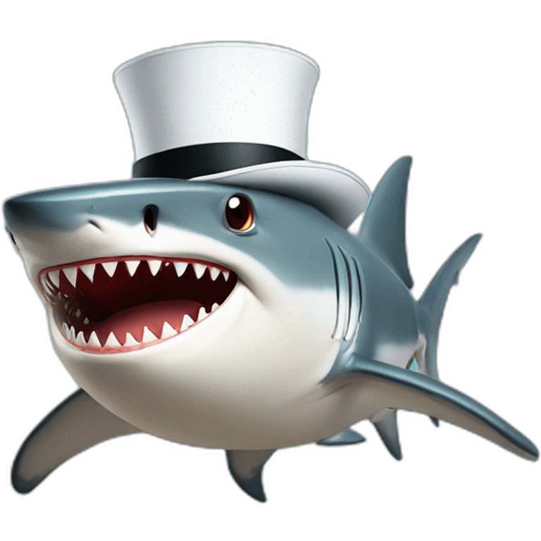 Shark with a top hat emoji