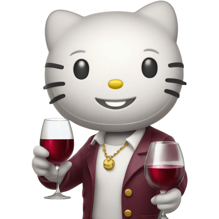 Hello Kitty drinking red wine emoji