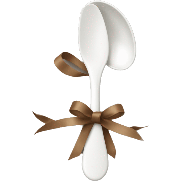 White Spoon tied with a soft brown ribbons  emoji