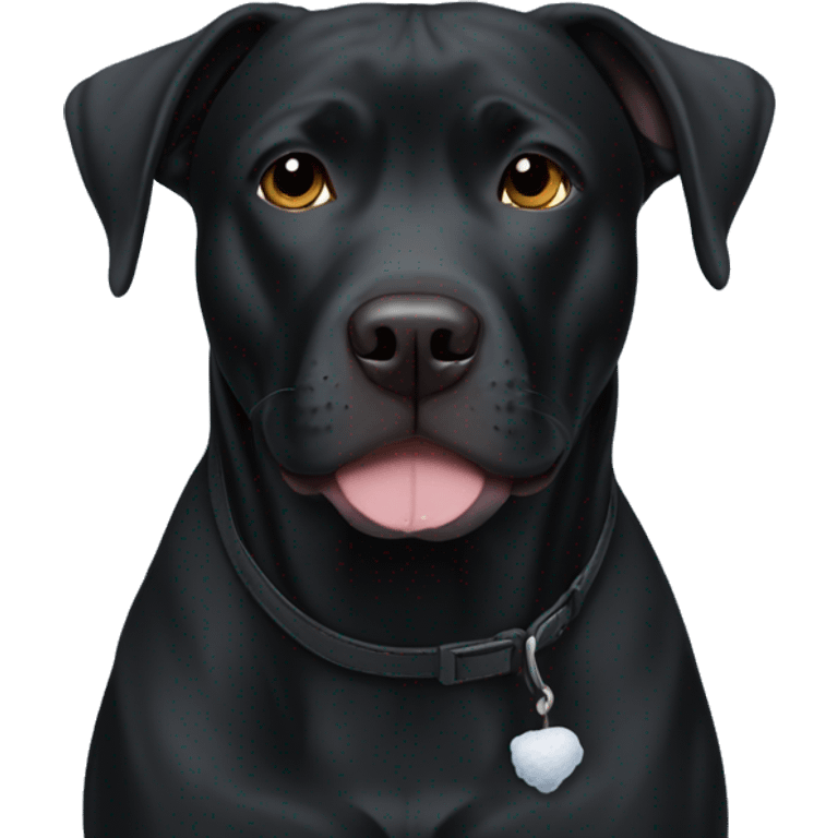 all black pitbull lab mix in winter emoji