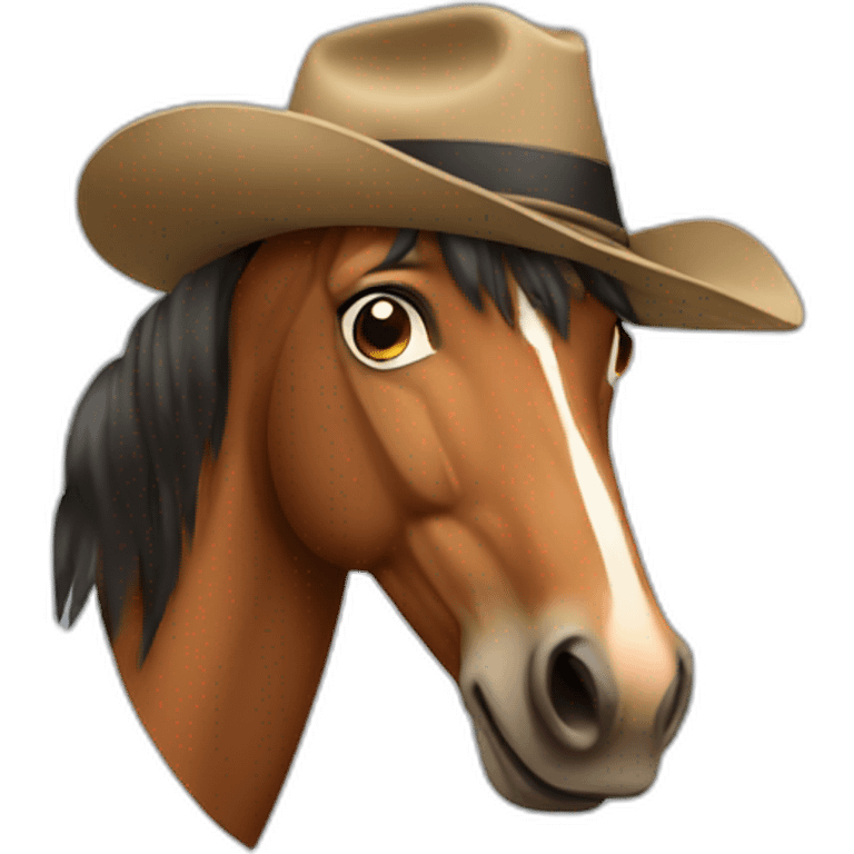 Confused horse with hat emoji