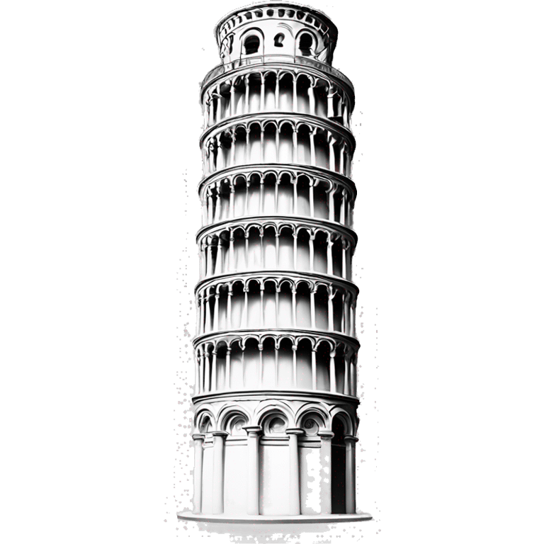 leaning tower of pisa outline black and white text emoji