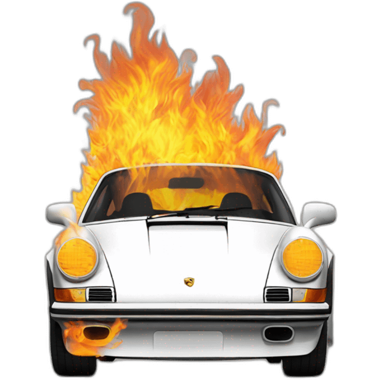 a porsche 911 on fire emoji