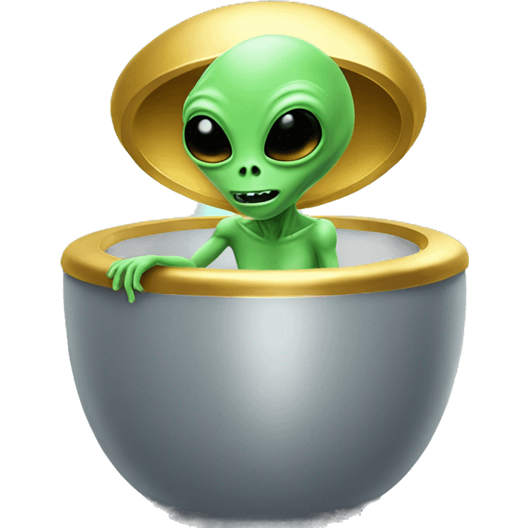 Alien in a ufo with a golden toilet emoji