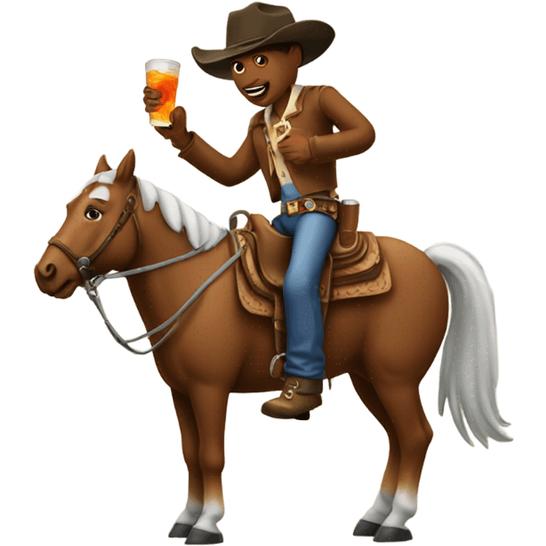 Cowboy on a horse with a drink emoji