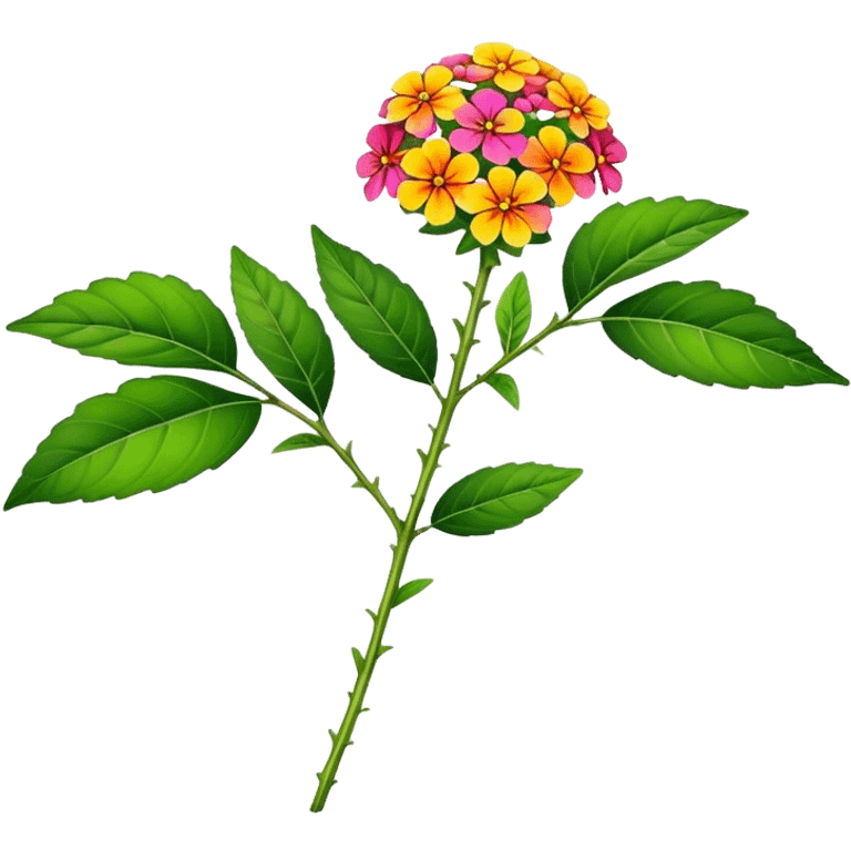 single Lantana flower, stem, leaf emoji