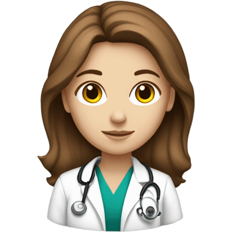 White Girl with brown hair doctor  emoji