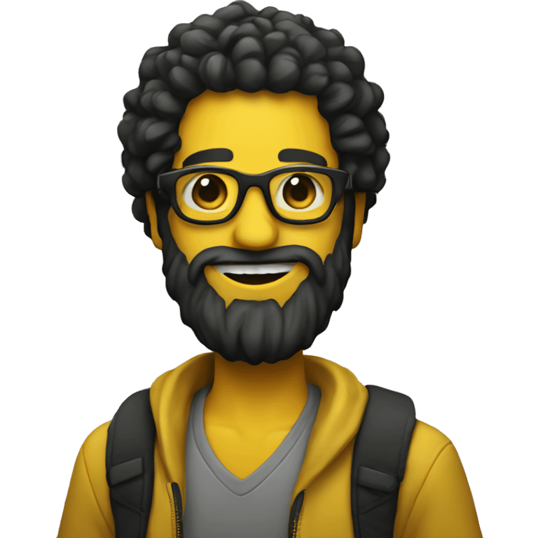 Yellow smile with dark glasses and cool hair and beard emoji