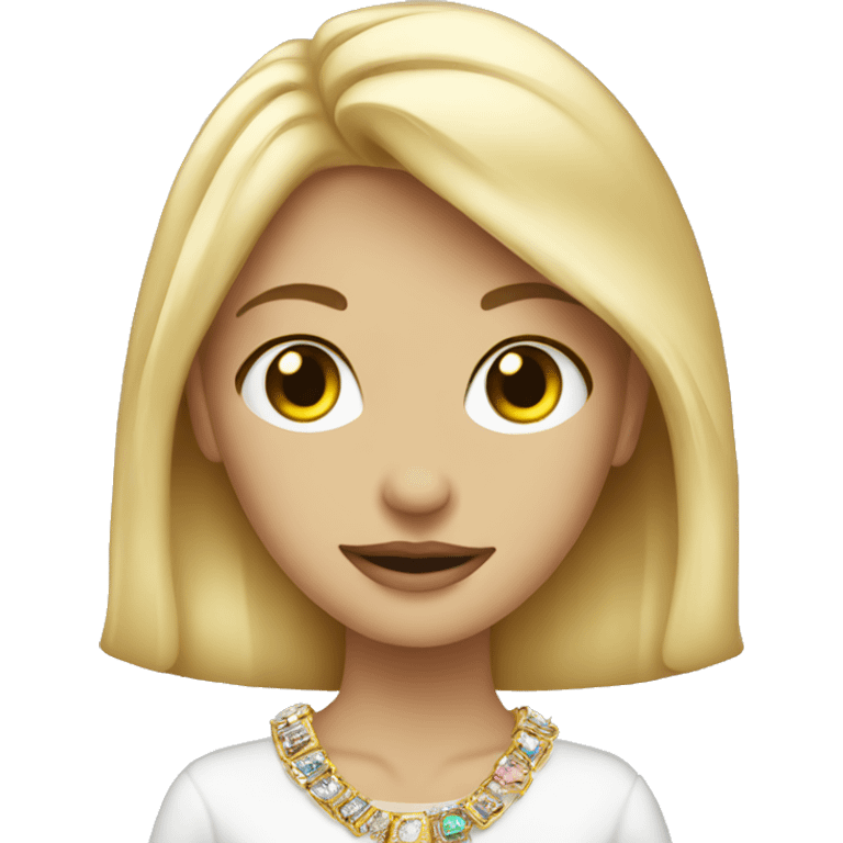 blonde girl with jewelry cup emoji