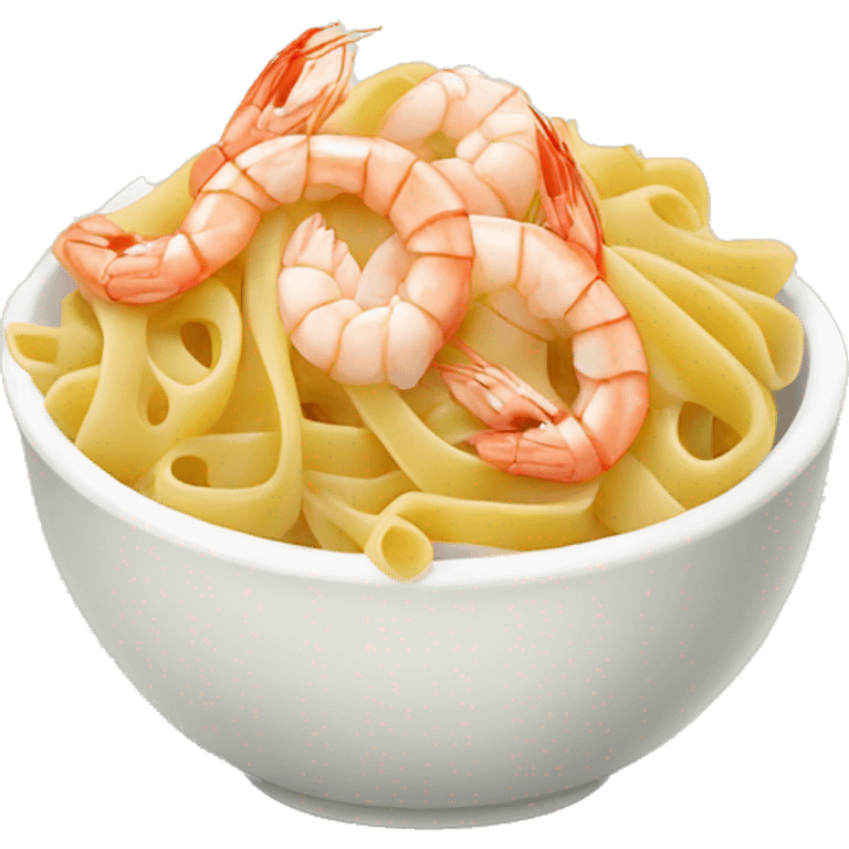 a bowl of pasta with cream and shrimps emoji